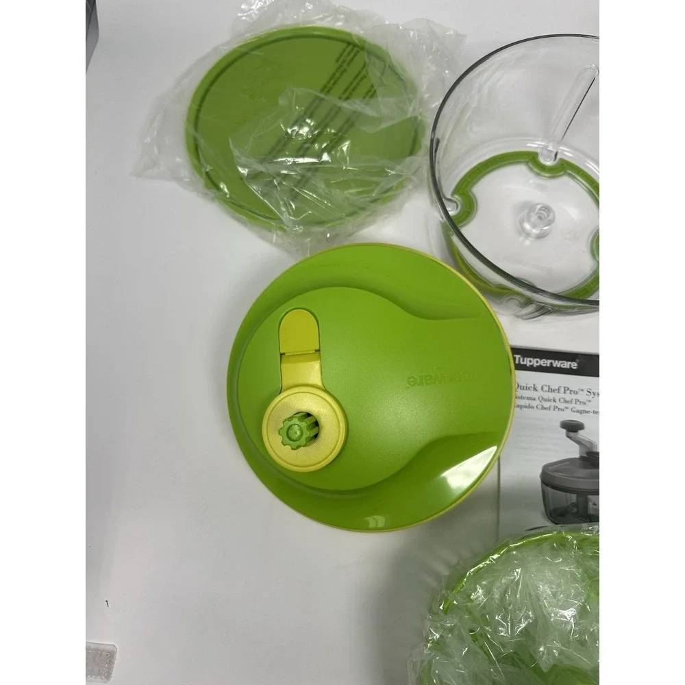 NIB Tupperware Quick Chef Pro System - Food Processor,Salad Spinner, Chop, Green